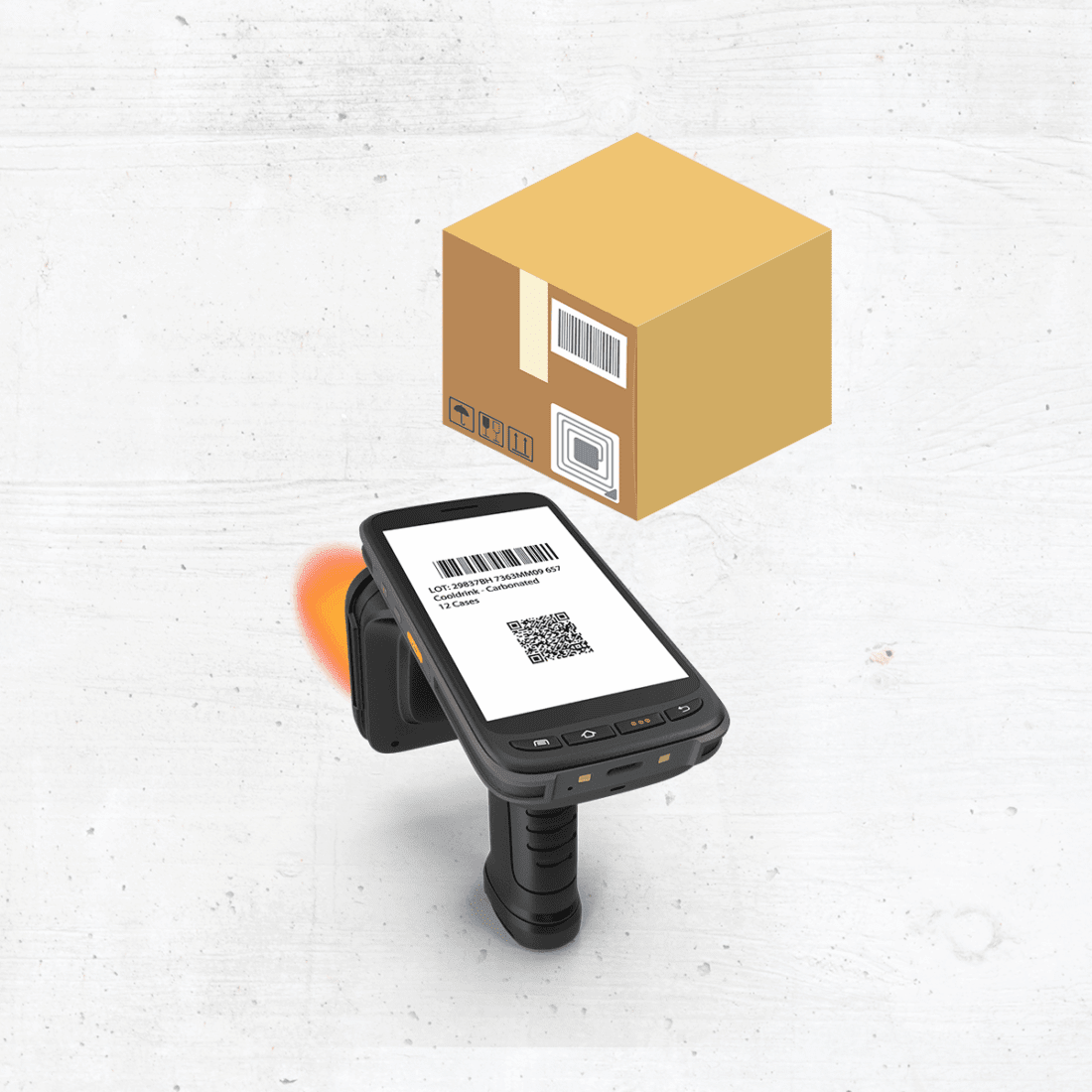 Barcode scanner with package illustration