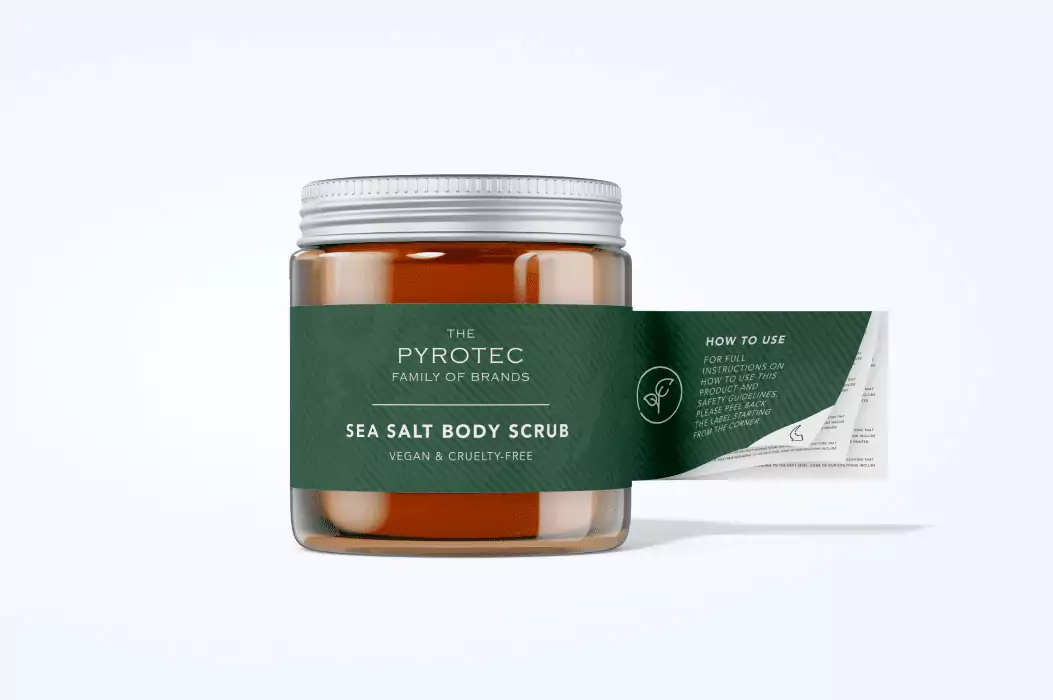Pyrotec PackMedia custom premium labels displayed on a landing page header banner in South Africa.